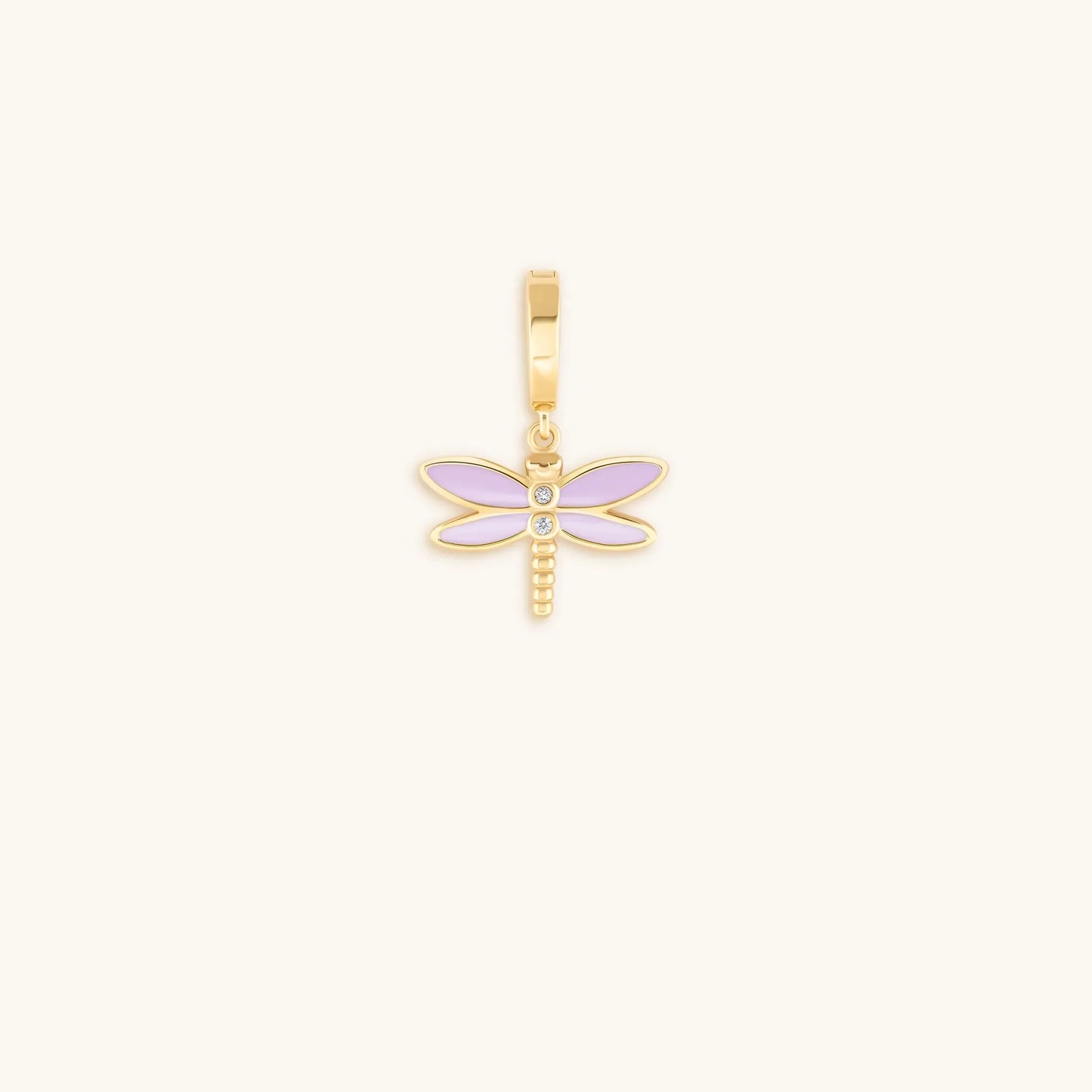 Inner Awakening Lilac Enamel Dragonfly Charm — 18K Gold-Plated Brass