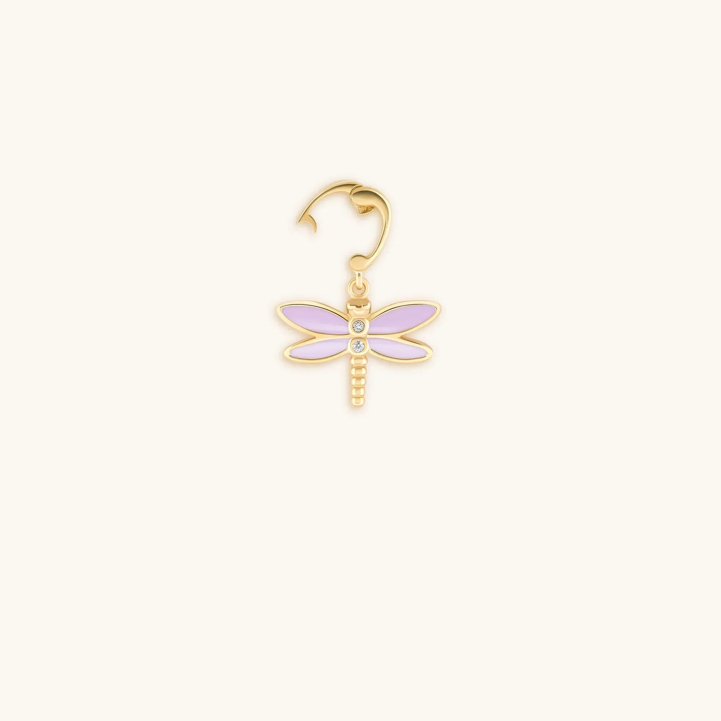 Inner Awakening Lilac Enamel Dragonfly Charm — 18K Gold-Plated Brass