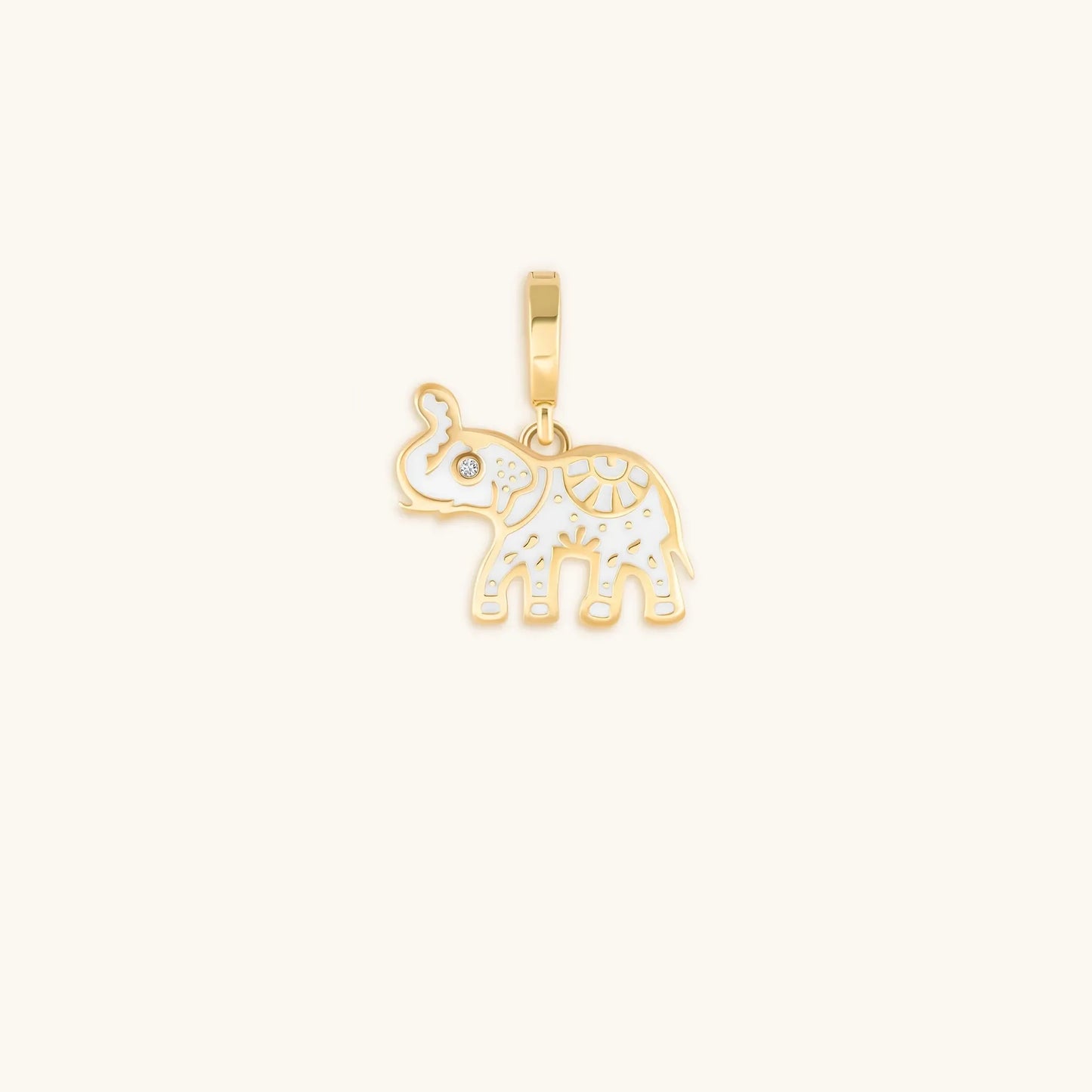Spirit of Wisdom Elephant Charm — 18K Gold-Plated with White Enamel