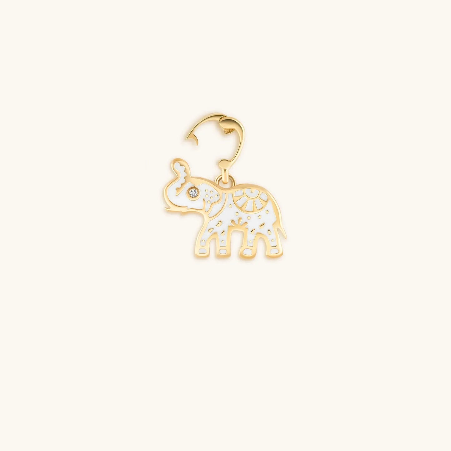 Spirit of Wisdom Elephant Charm — 18K Gold-Plated with White Enamel