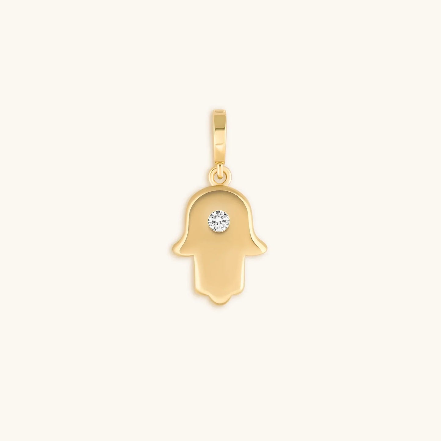 Light Defender Gold Hamsa Charm — 18K Gold-Plated with CZ Accent