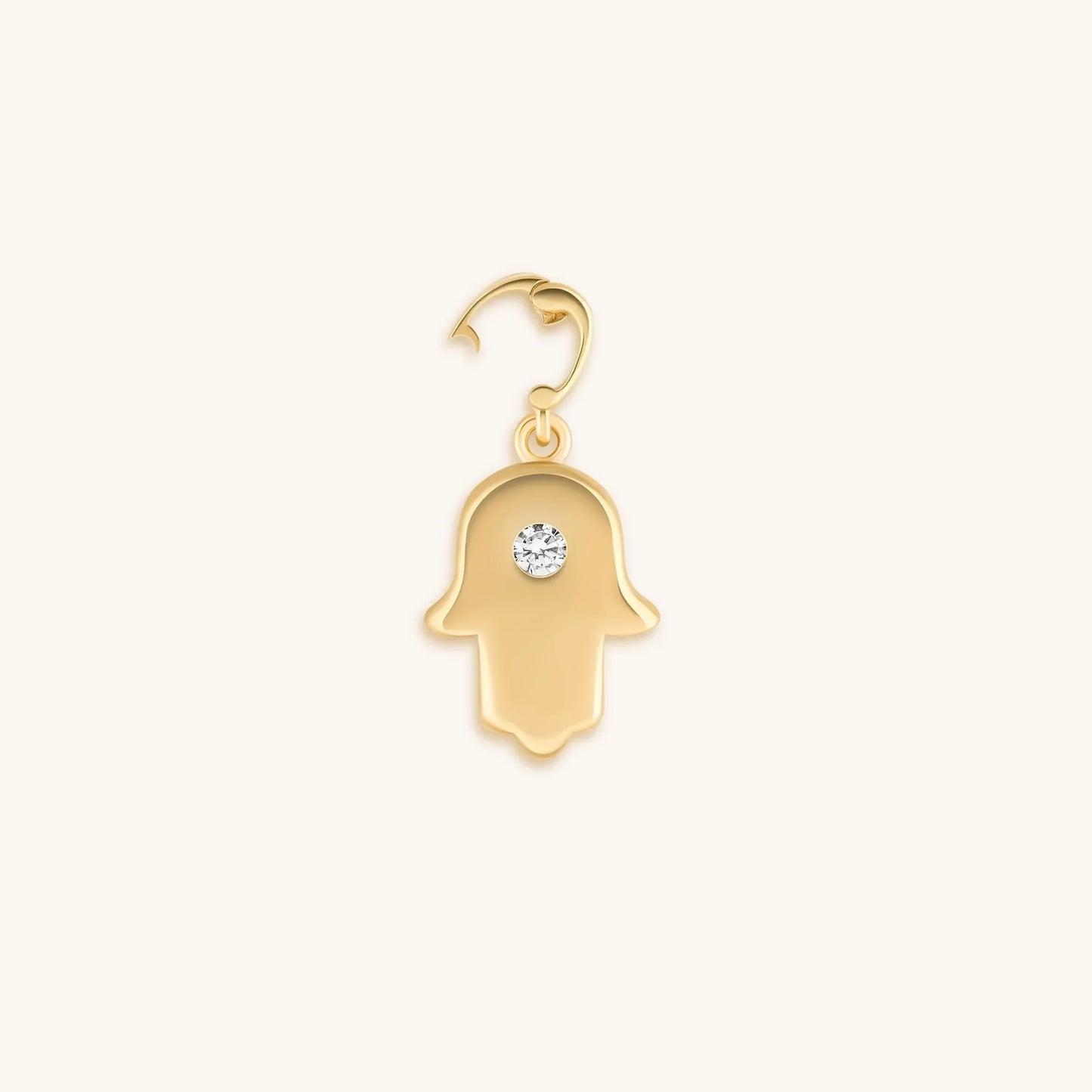 Light Defender Gold Hamsa Charm — 18K Gold-Plated with CZ Accent