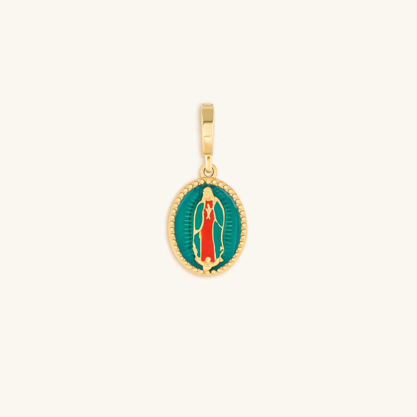 Sacred Protection Our Lady of Guadalupe Charm — 18K Gold Enamel