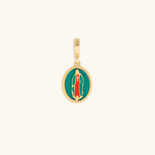 Sacred Protection Our Lady of Guadalupe Charm — 18K Gold Enamel