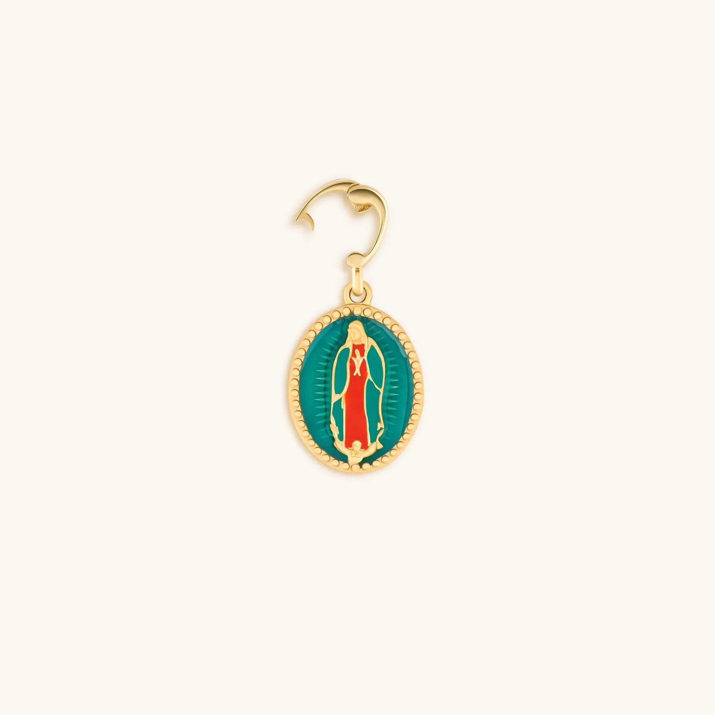 Sacred Protection Our Lady of Guadalupe Charm — 18K Gold Enamel