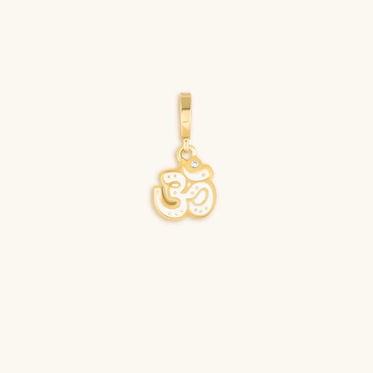 Universal Sound White Enamel Om Charm — 18K Gold-Plated Brass