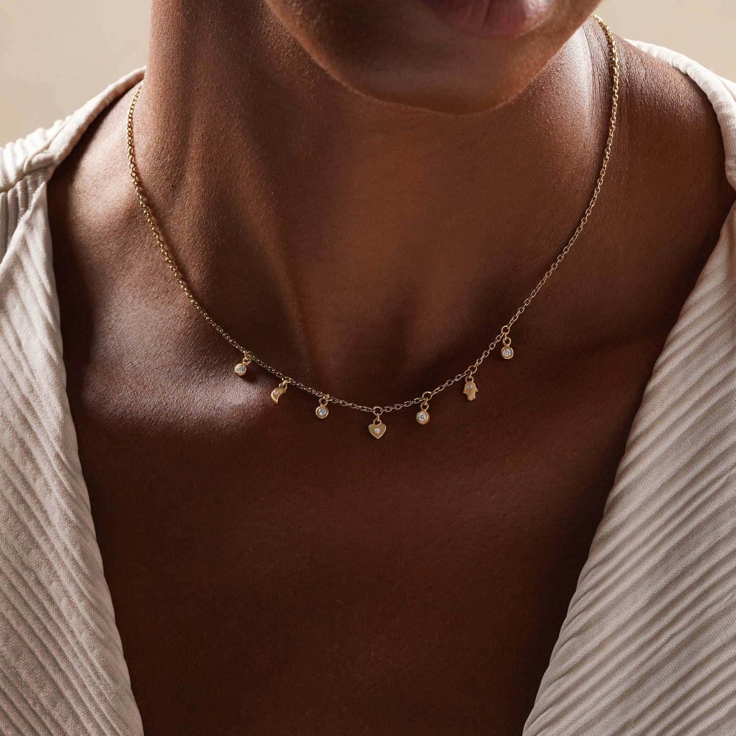 Graceful Abundance Gold Charm Necklace — Multi-Charm Design