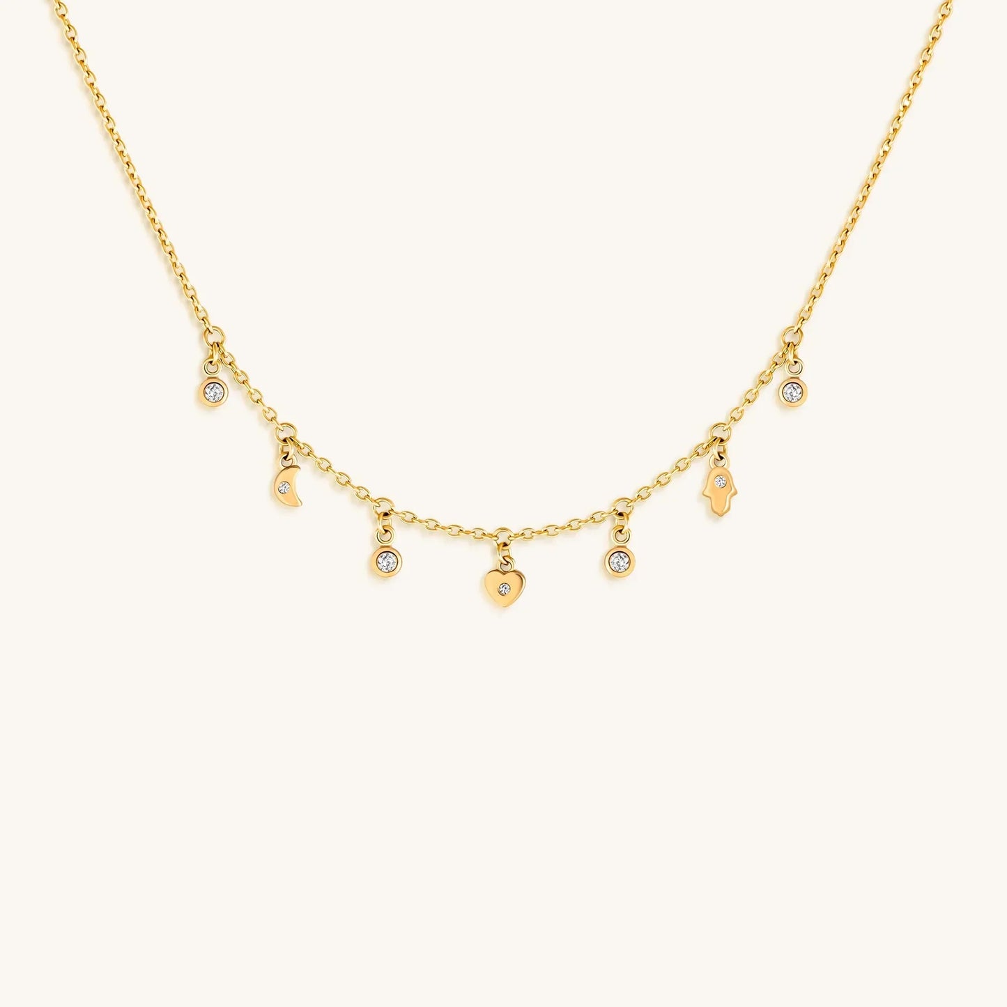 Graceful Abundance Gold Charm Necklace — Multi-Charm Design