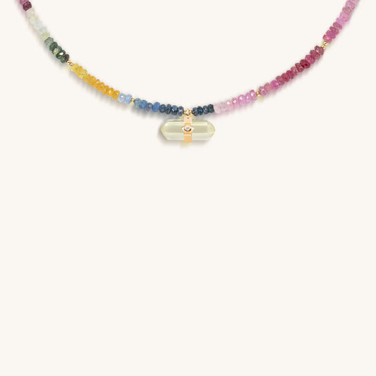 Divine Intervention Evil Eye Multi-Stone Pointer Necklace — 18K Gold