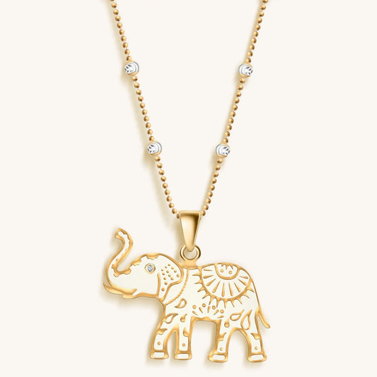 Infinite Wisdom Gold-Plated Elephant Pendant Necklace — 925 Sterling