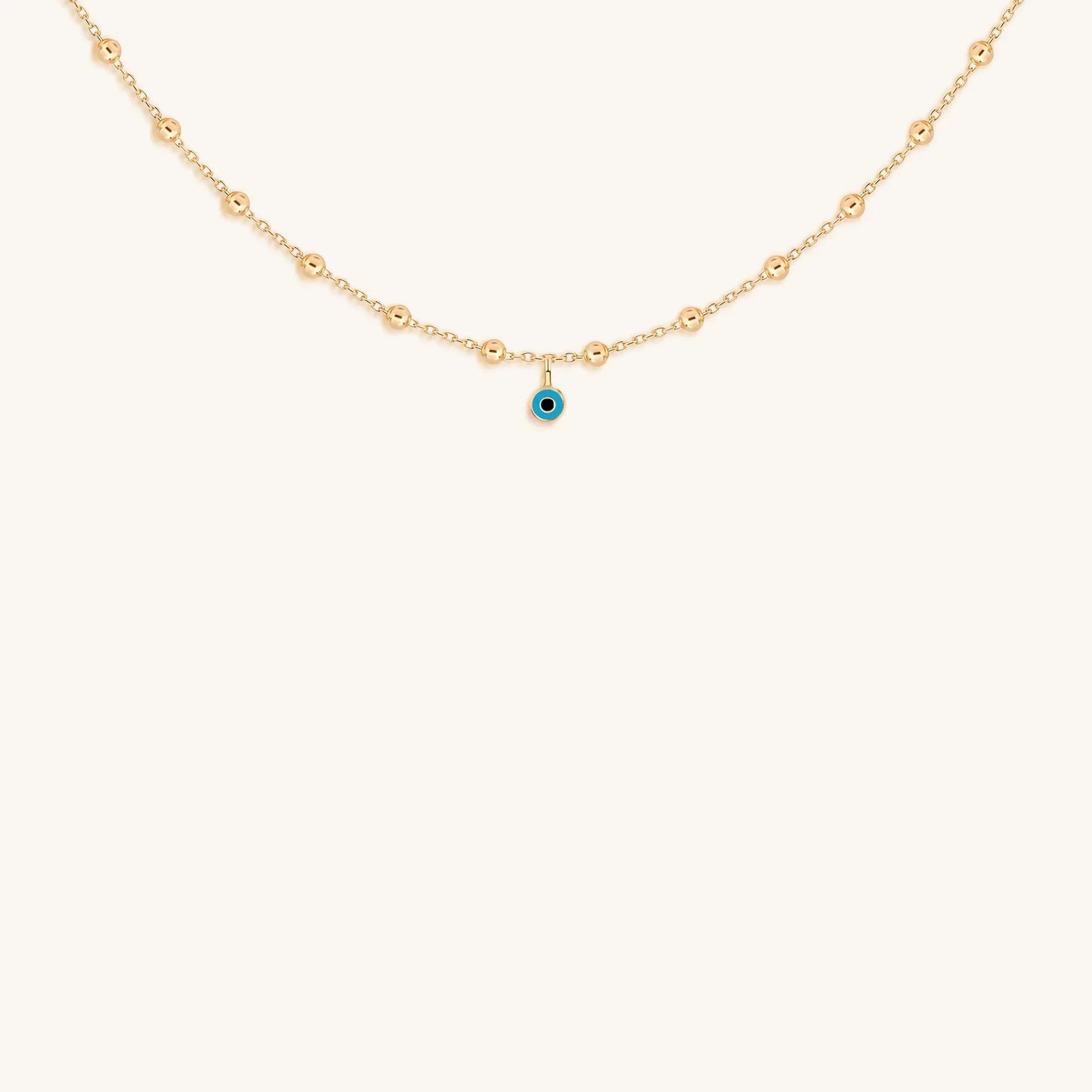 Glowing Perspective Turquoise Enamel Evil Eye Necklace — Gold Plated