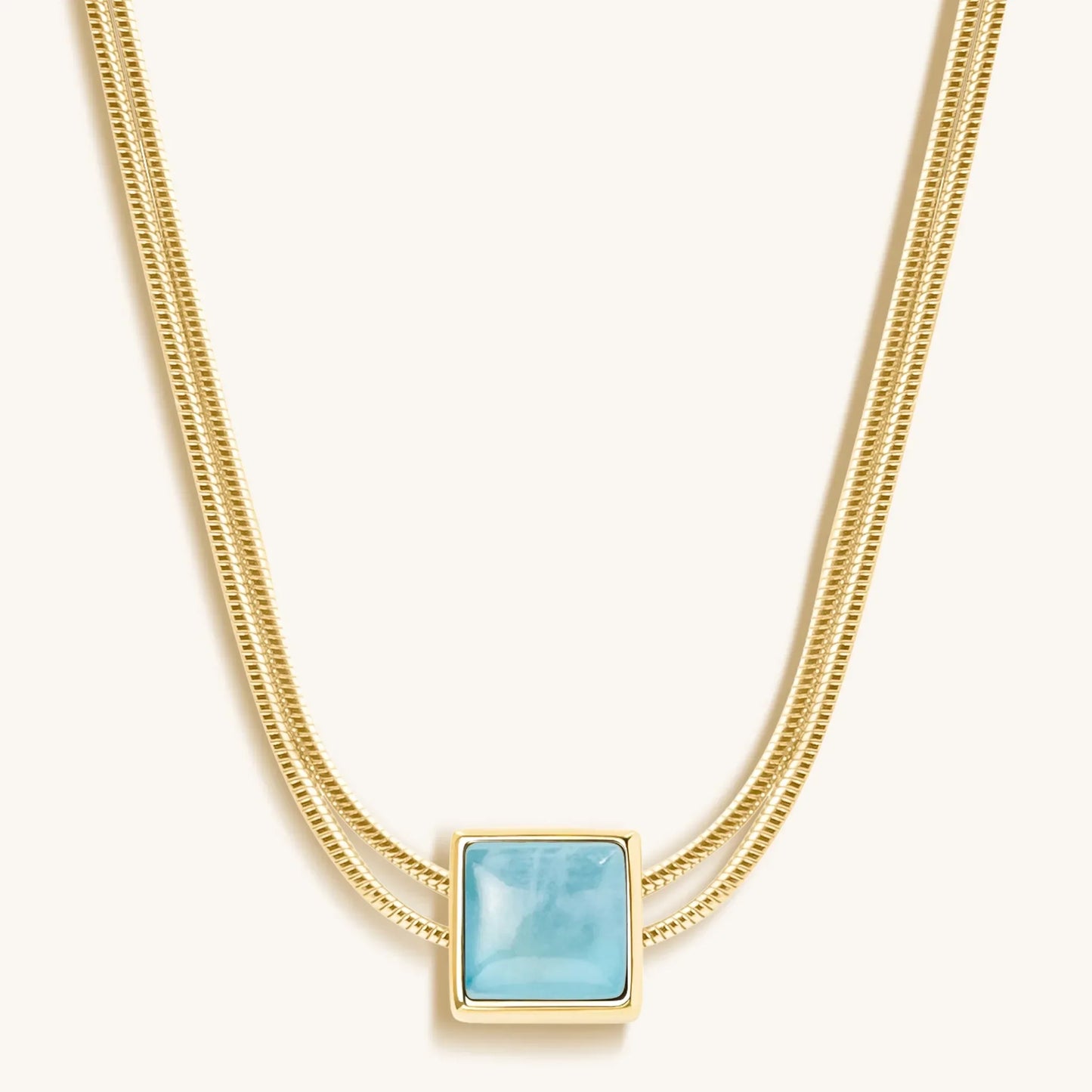 Nurture & Thrive Aquamarine Evil Eye March Birthstone Necklace