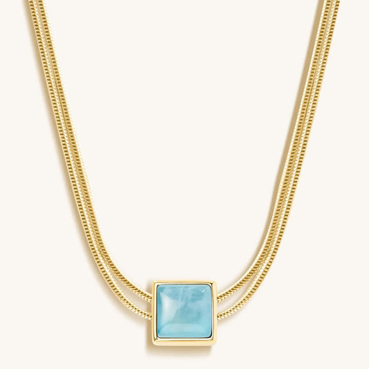 Nurture & Thrive Aquamarine Evil Eye March Birthstone Necklace