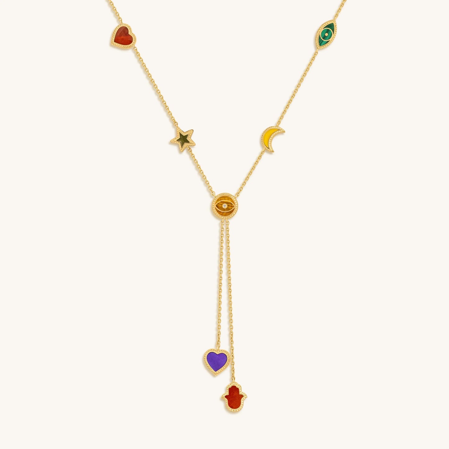 Maximize Joy Multi-Symbol Multi-Gemstone Necklace — Luxe Talisman