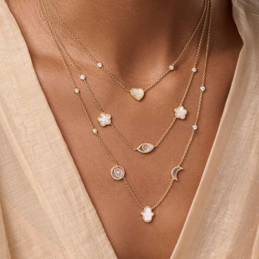 Spirit’s Transformation Multi-Symbol Layered Mother-of-Pearl Necklace