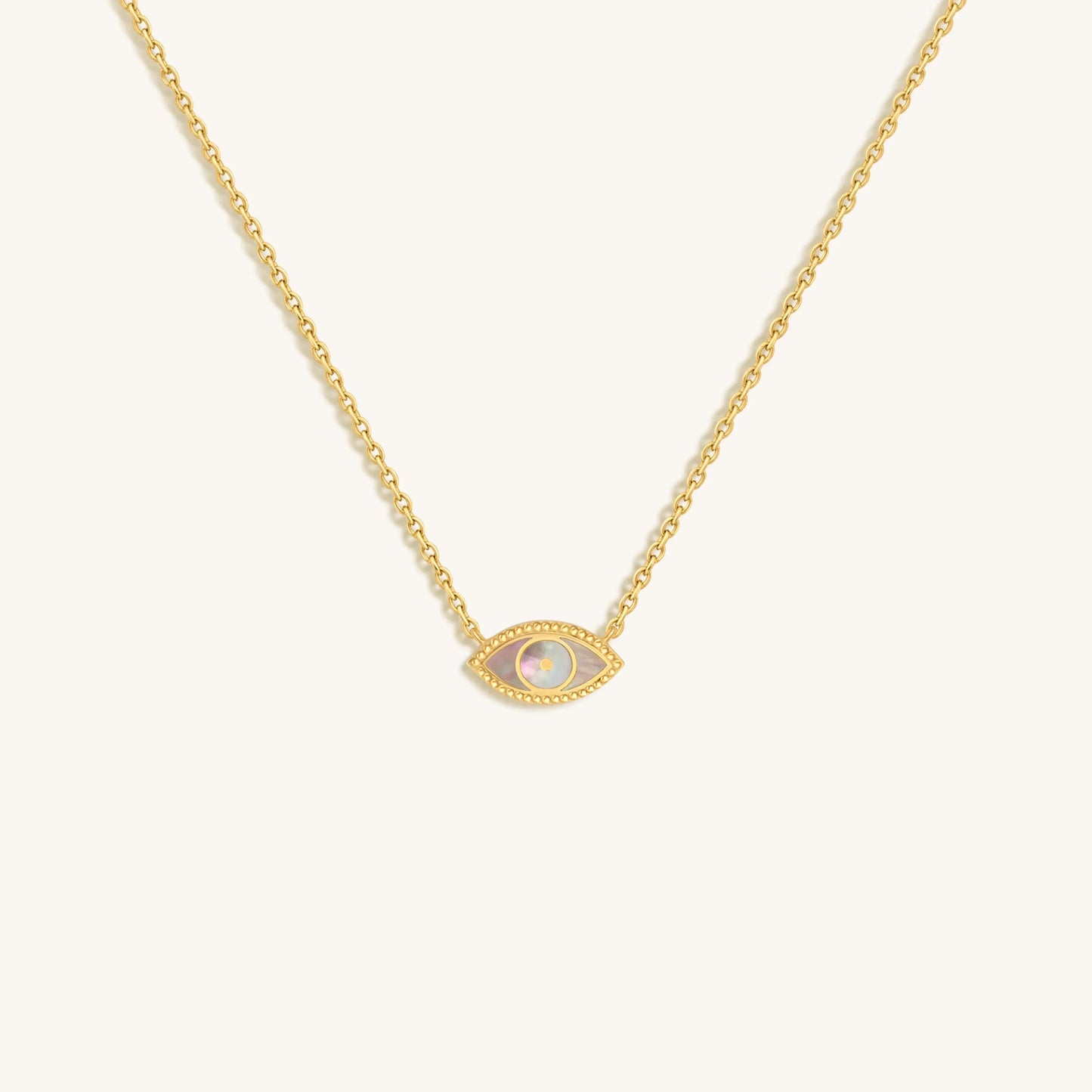 Glowing Energy Evil Eye Mother-of-Pearl Necklace — Protective Glow