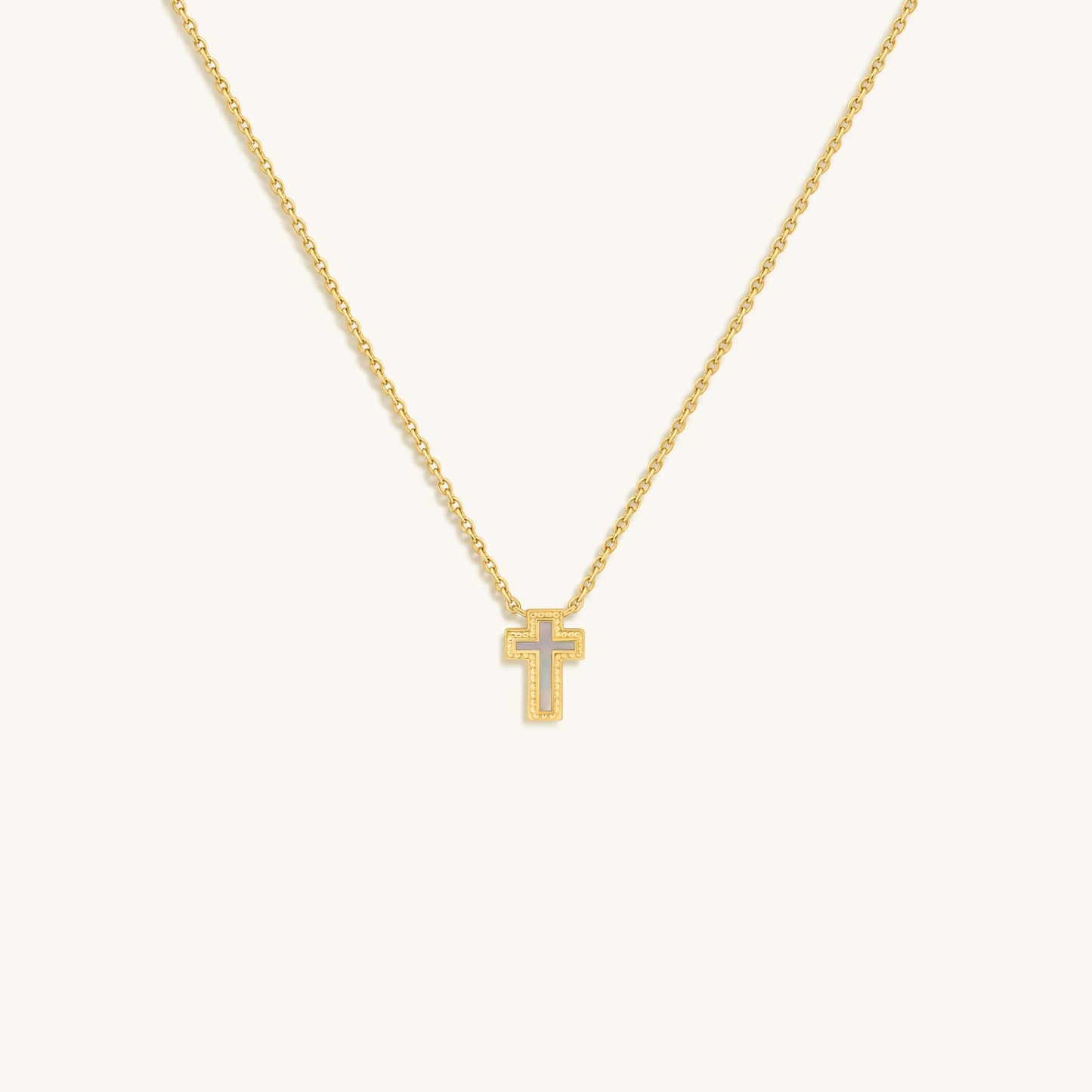 Sweet Surrender Mother-of-Pearl Cross Gold Necklace — Faithful Eleganc
