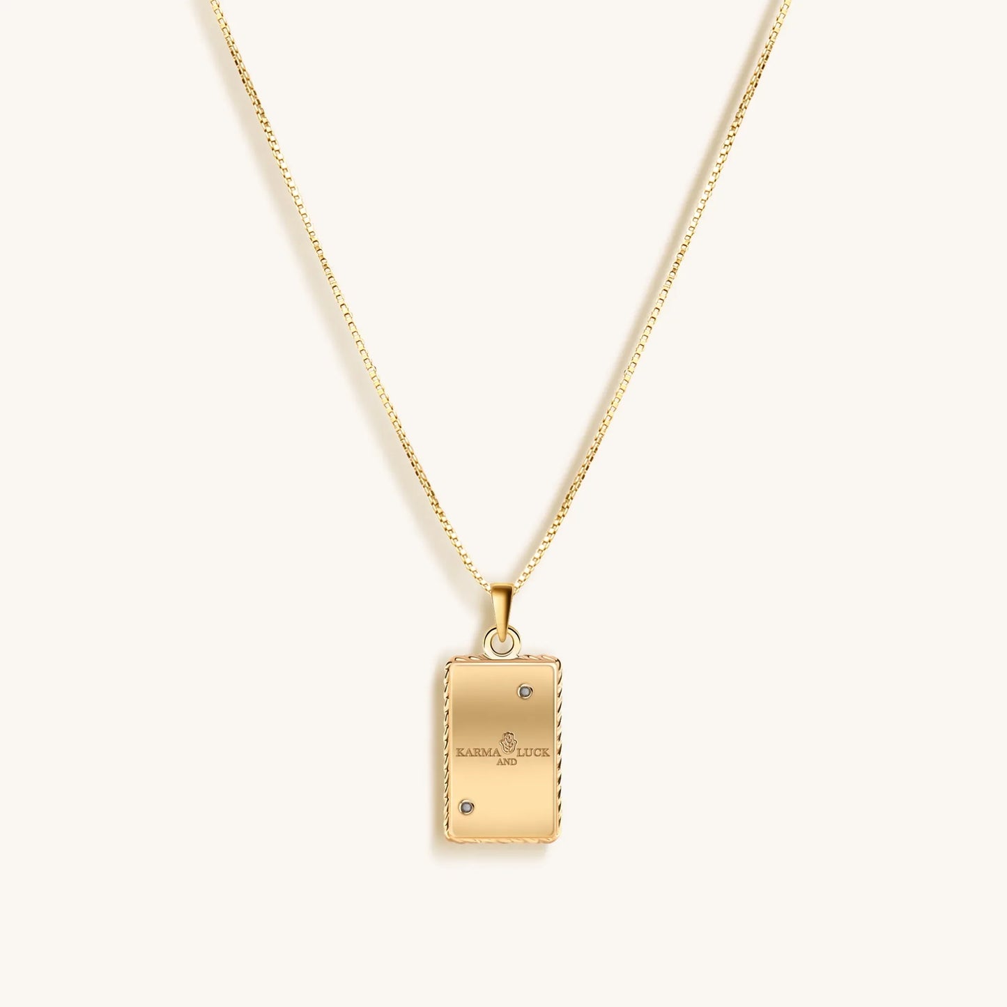 Intelligent Expression White Enamel Aquarius Card Necklace — 18K Gold