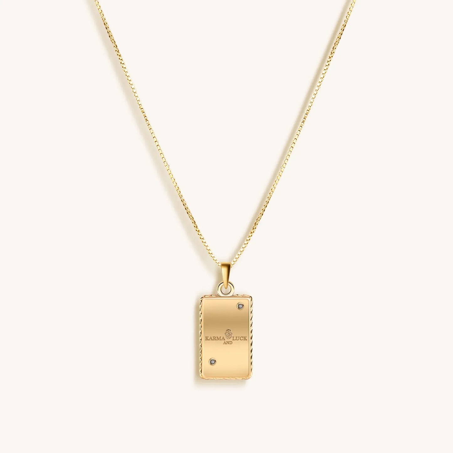 Generous Enthusiasm White Enamel Leo Card Necklace — 18K Gold Plated .