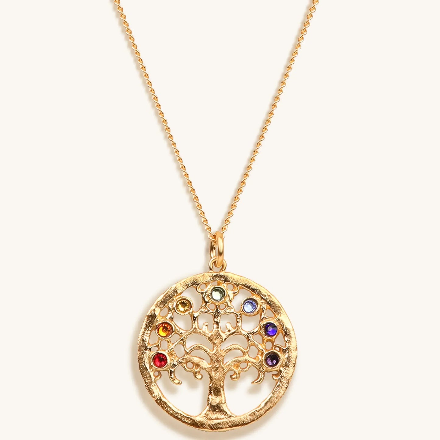 Mindful Alignment Chakra Tree of Life Charm Necklace — 18K Gold Plated