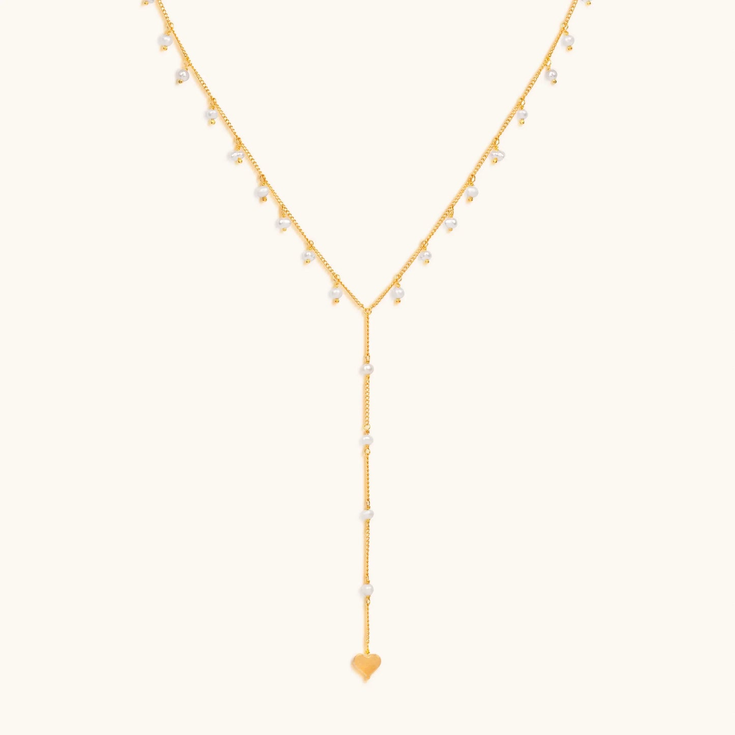 Timeless Love Heart Pearl Lariat Necklace — Elegant Lariat Design