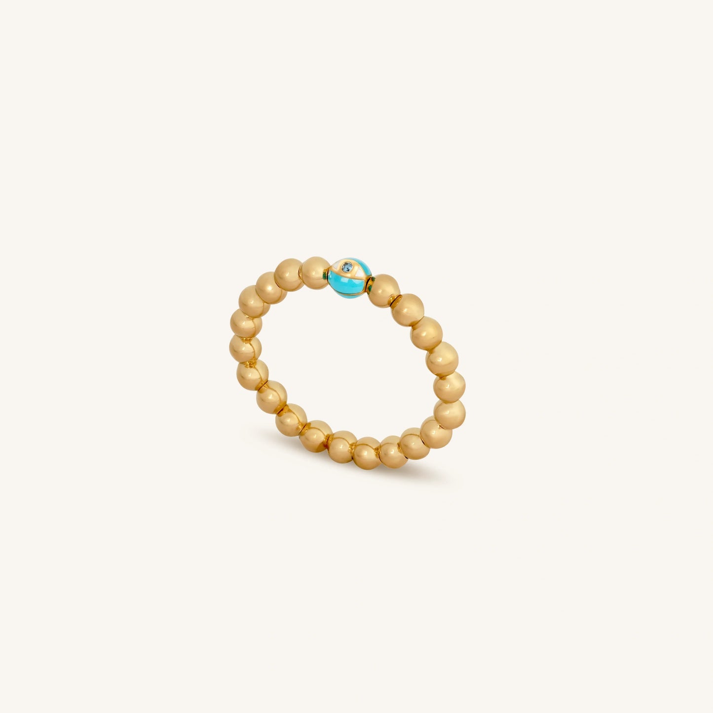 Tranquil Visions Gold Evil Eye Ring — Blue Topaz Stretch Band