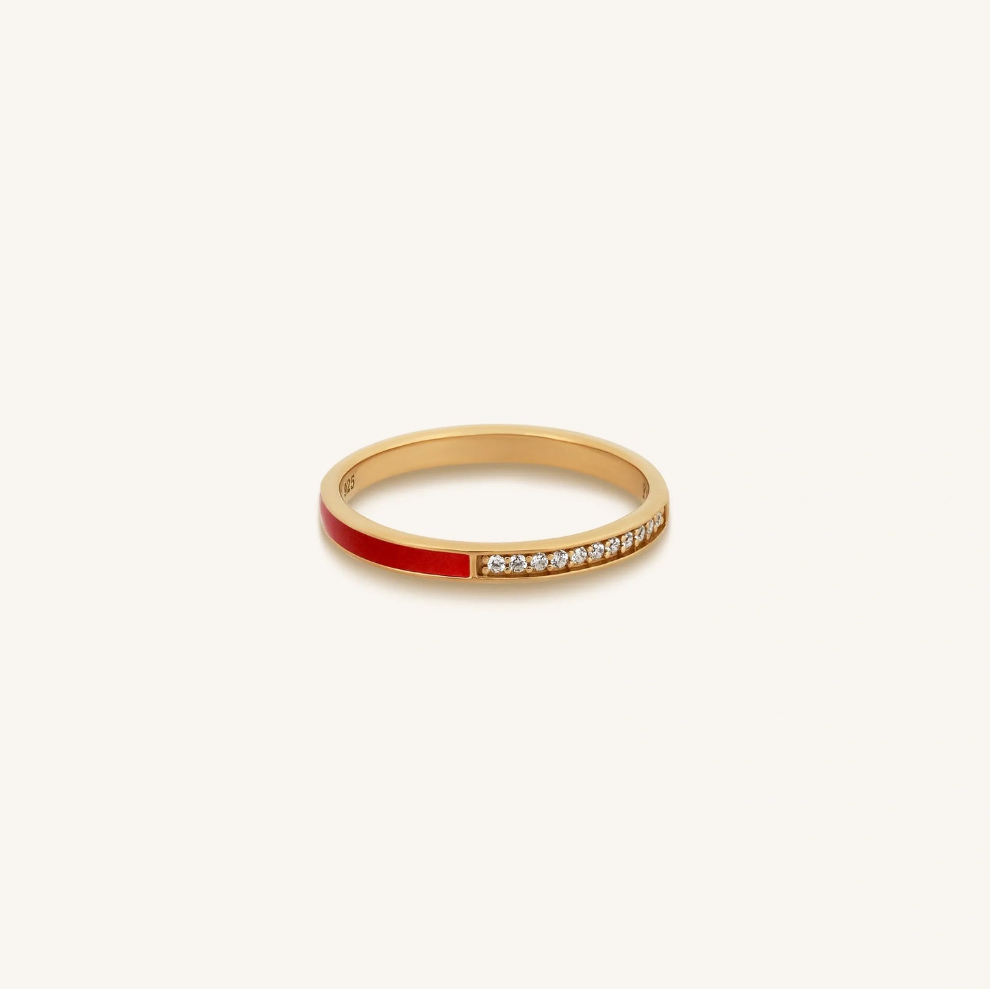 Connected Spirit Gold Red Ring — 18K Gold-Plated Silver with CZ Stone