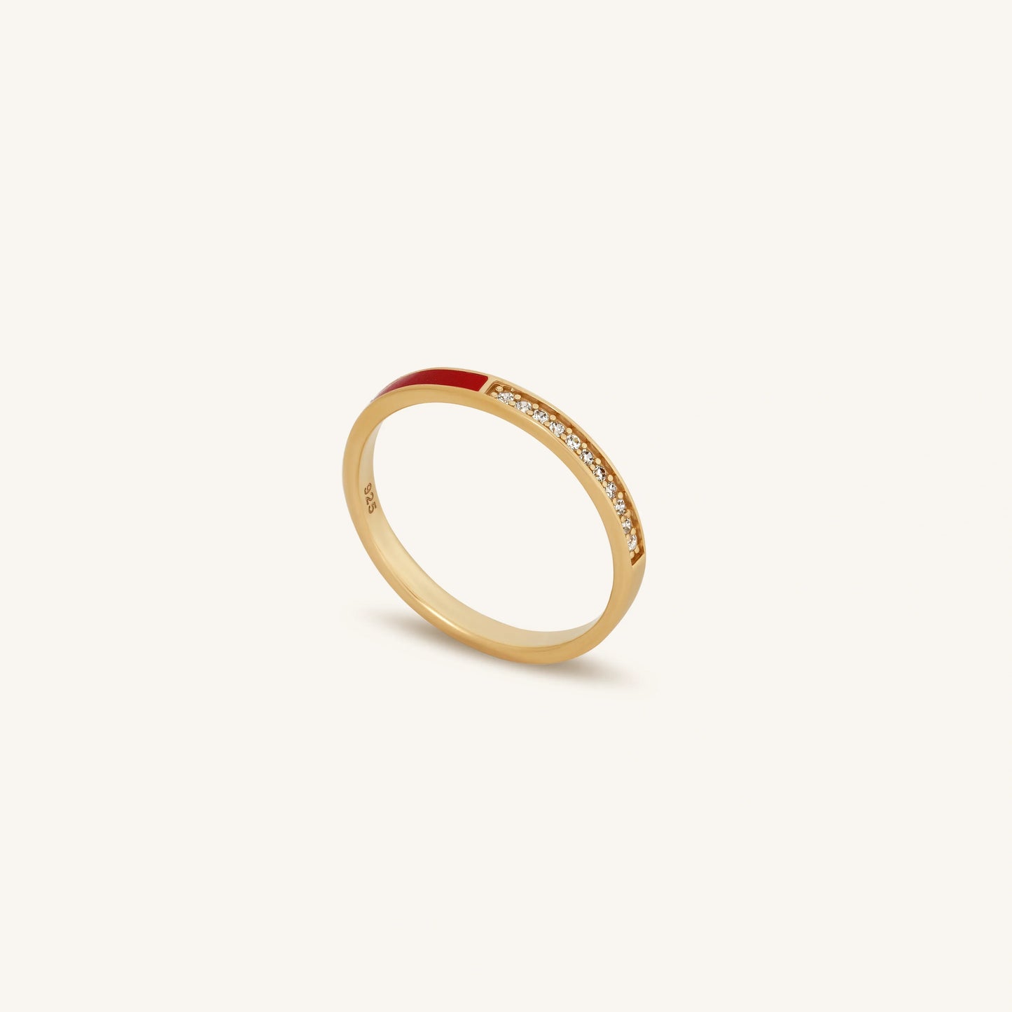 Connected Spirit Gold Red Ring — 18K Gold-Plated Silver with CZ Stone