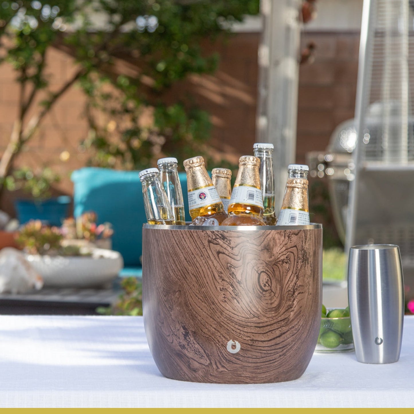 Extra-Large Marble Ice Bucket with Floating Lid and Scoop
