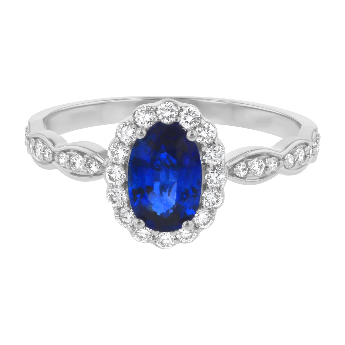 Oval Sapphire and Diamond Halo Ring