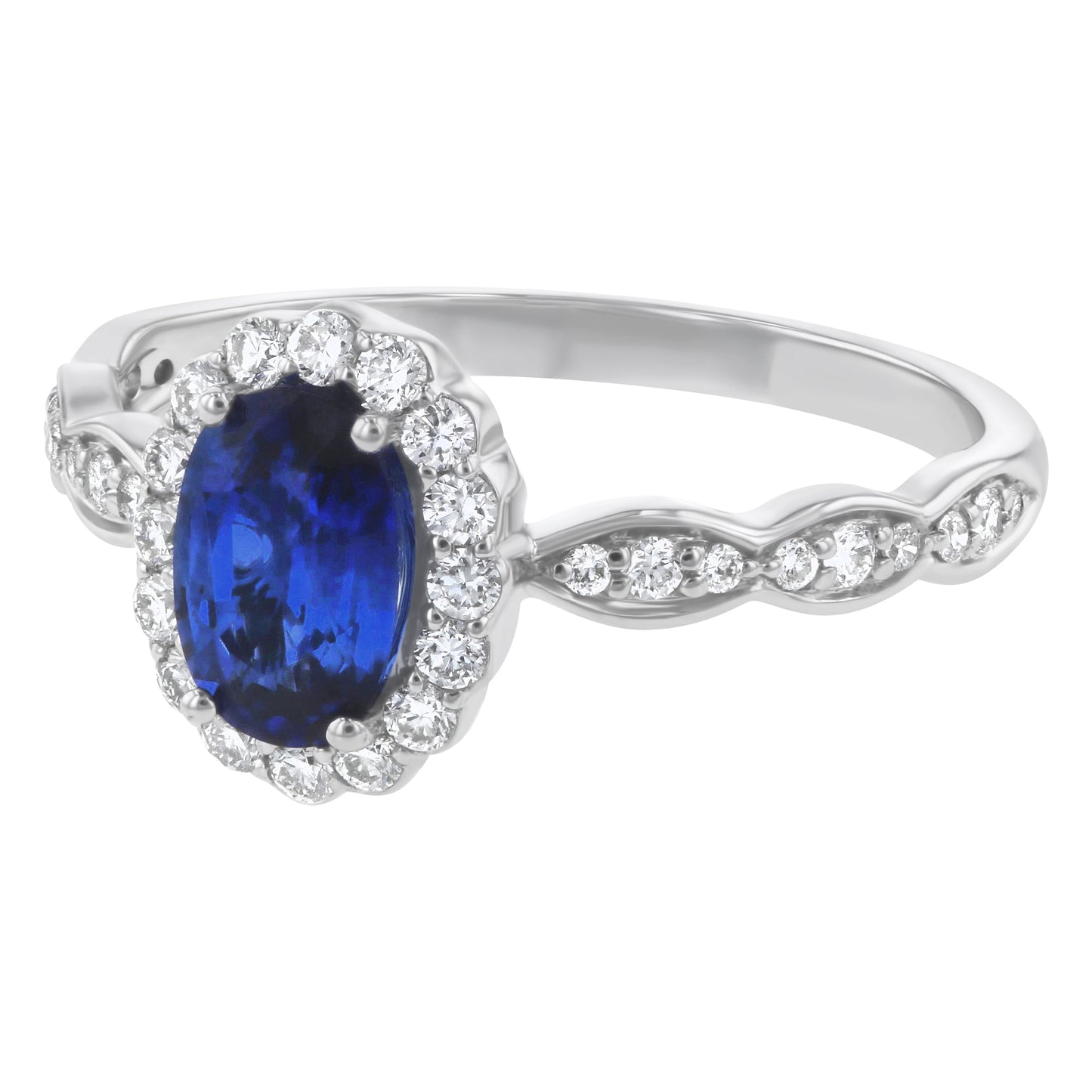 Oval Sapphire and Diamond Halo Ring