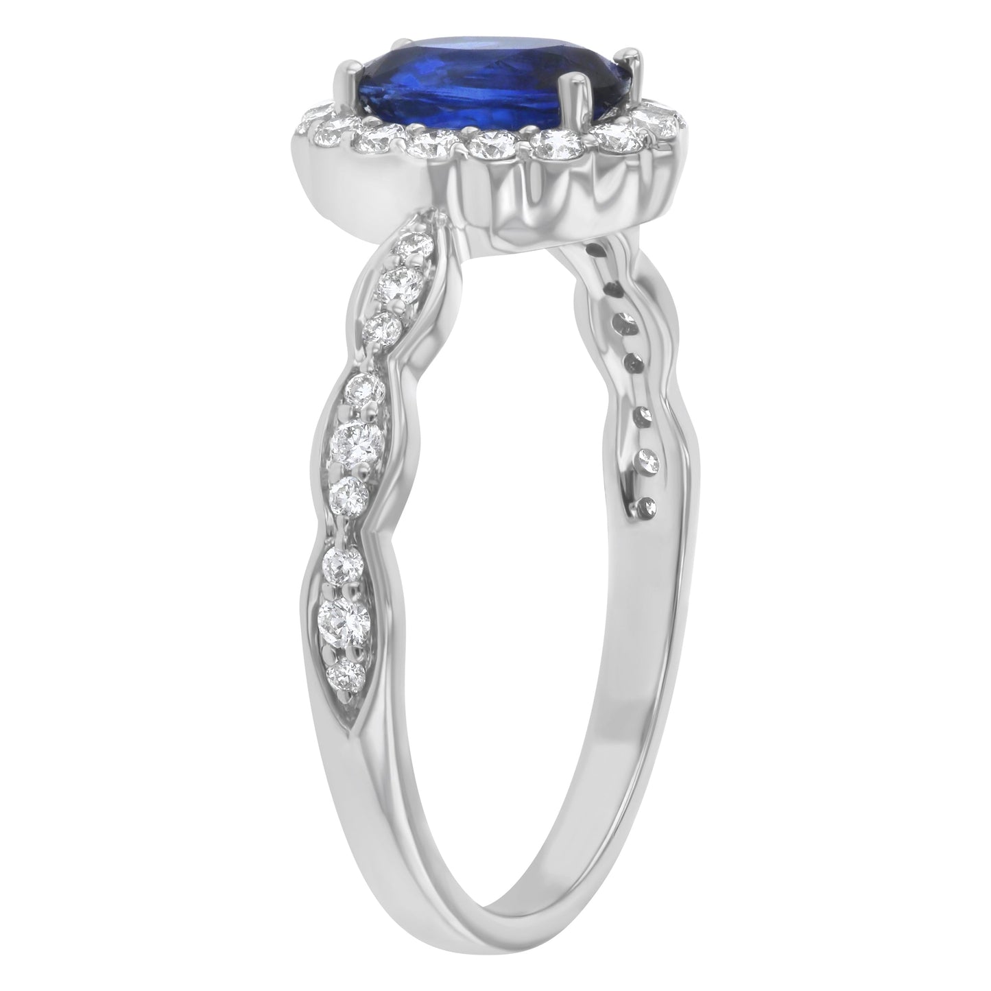 Oval Sapphire and Diamond Halo Ring