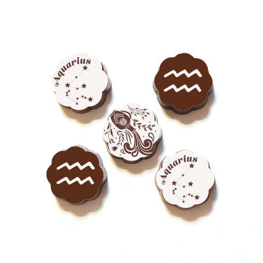 Aquarius Zodiac Caramel Chocolates, Vanilla Sea Salt Caramels Gift Box