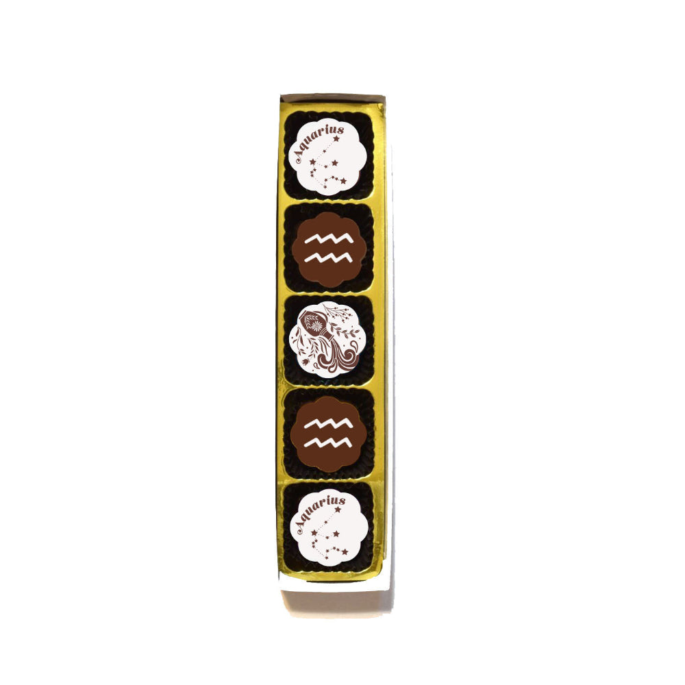 Aquarius Zodiac Caramel Chocolates, Vanilla Sea Salt Caramels Gift Box