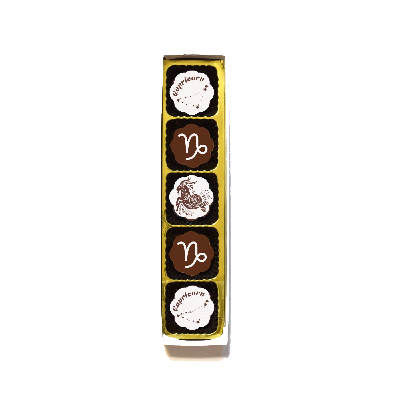 Capricorn Zodiac Caramel Chocolate Deluxe Gift Box of Five Treats