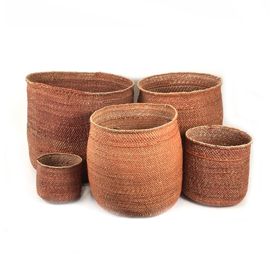 Beautiful Auburn Iringa Basket Handwoven in Tanzania with Natural Dyes