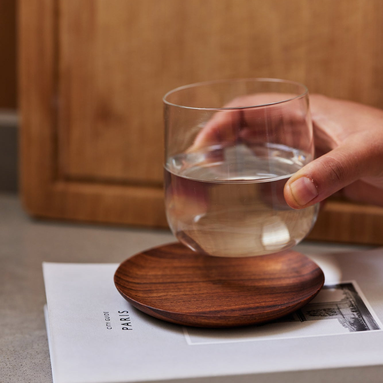 Teak Wood Coasters Set of Four with Saucer Shape