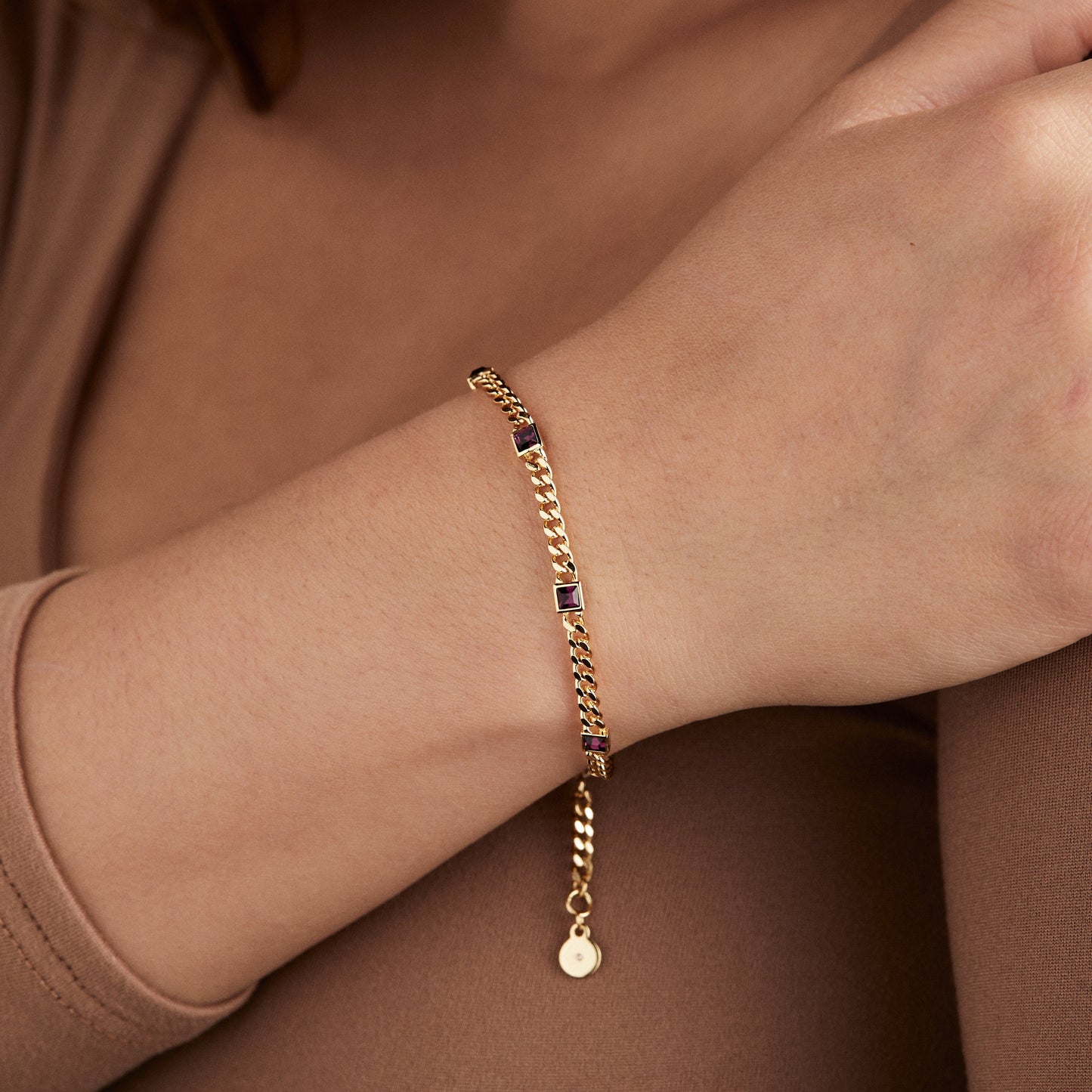 February Birthstone Amethyst Curb Chain Bracelet Meaningful Gift