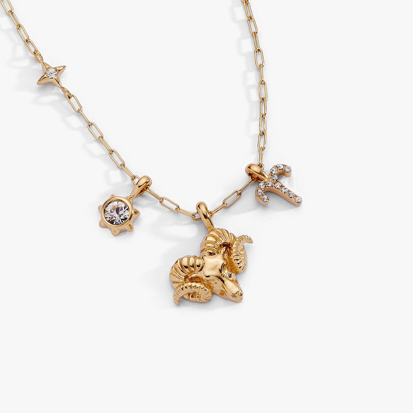 Aries Zodiac Charm Cluster Necklace Celestial Gift for Her Under Sixty