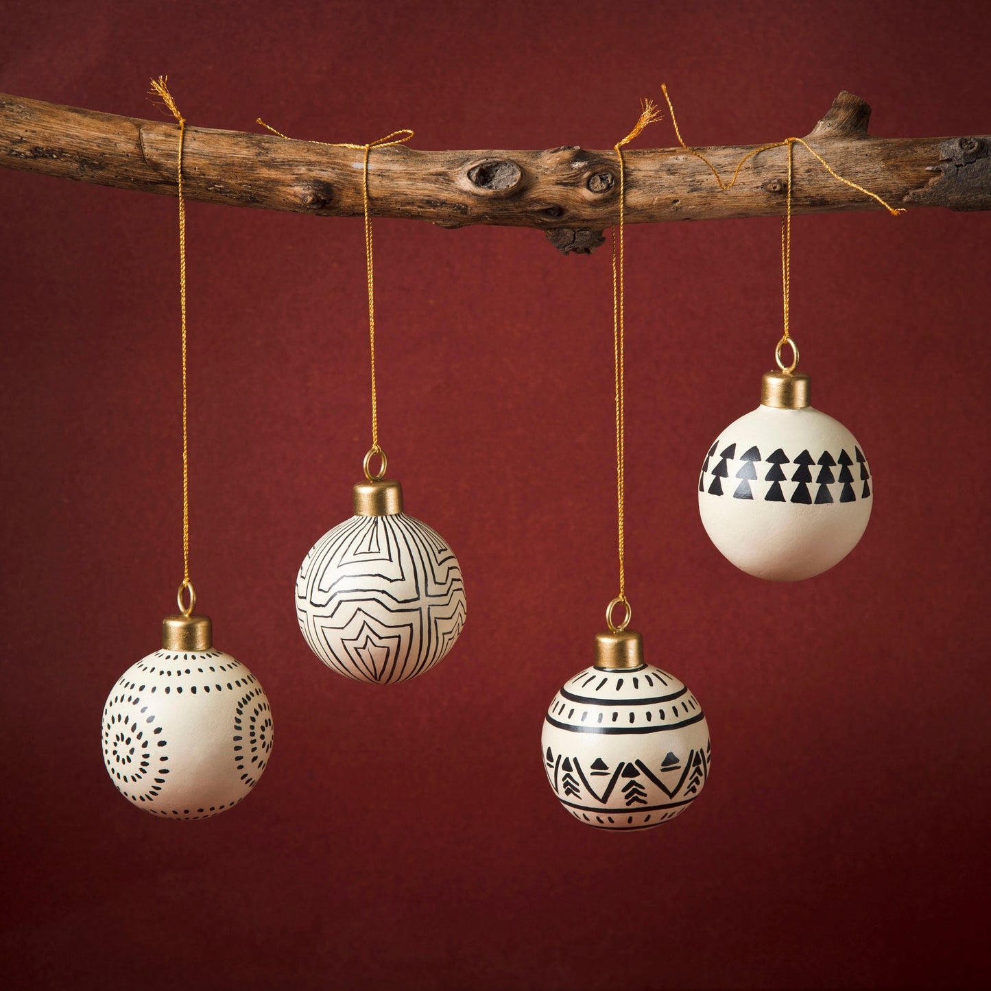 Wintermark Handcrafted Papier-Mâché Ornaments — Set of 4
