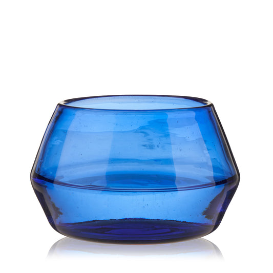 Viski cobalt blue tequila copita glass on table