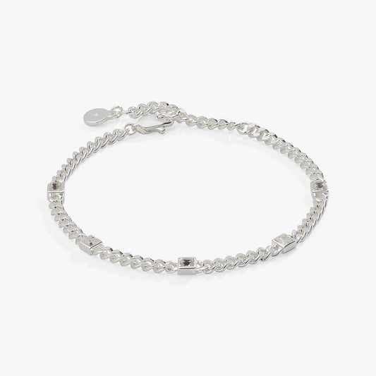 April Birthstone Clear Crystal Curb Chain Bracelet Meaningful Gift