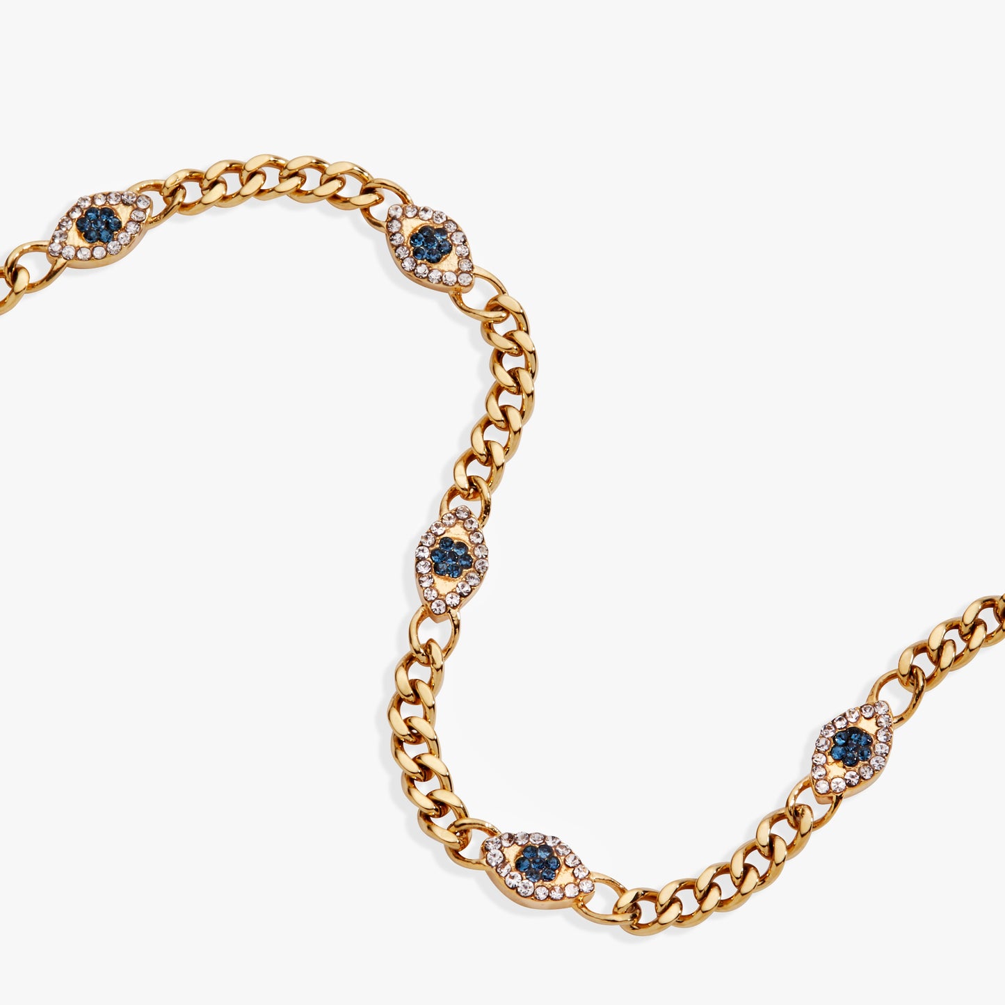 Evil Eye Curb Chain Inline Bracelet with Sapphire and Crystal Gift Set