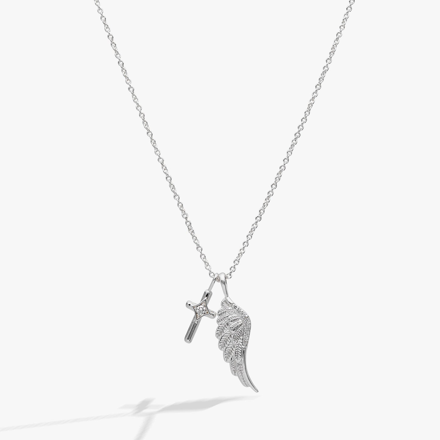 Faith Cross and Angel Wing Charm Necklace Meaningful Spiritual Gift