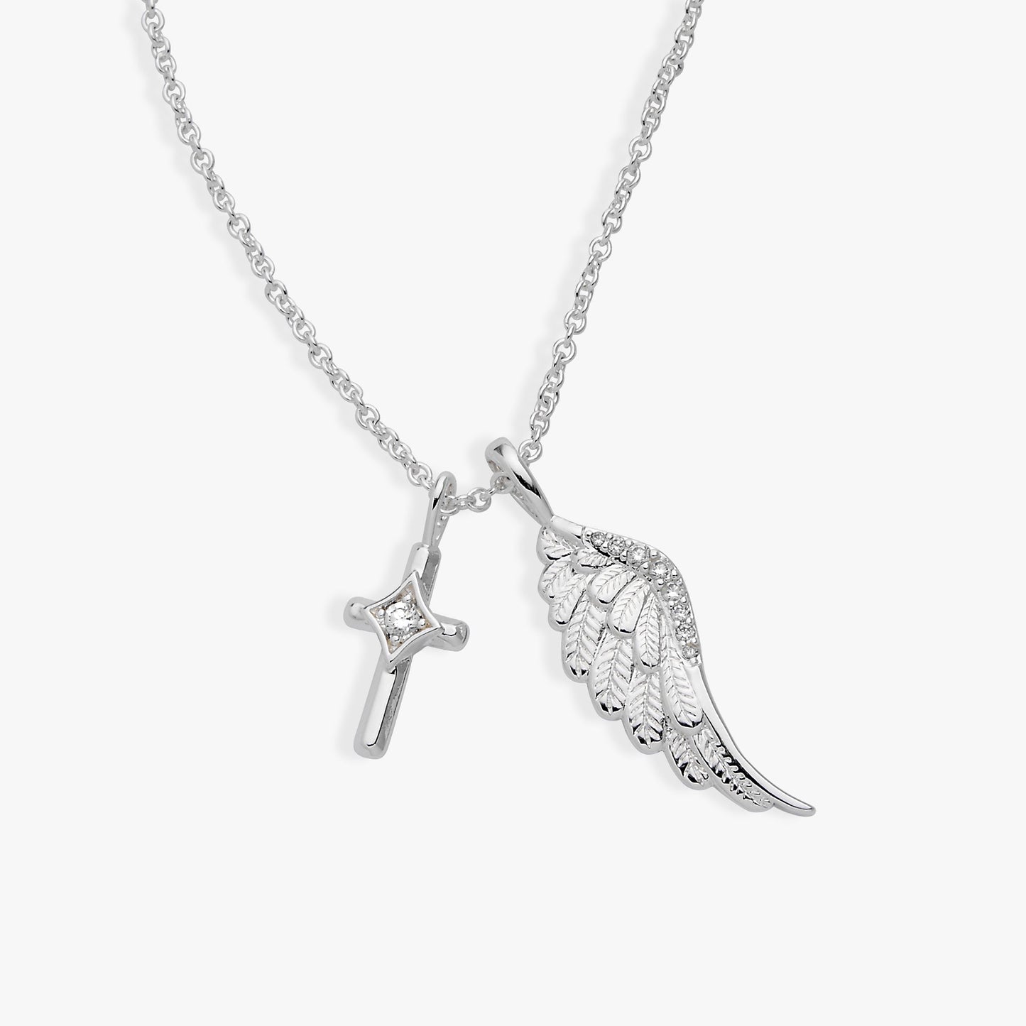 Faith Cross and Angel Wing Charm Necklace Meaningful Spiritual Gift