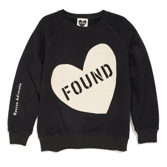 Found My Animal Big Full Heart Sweatshirt Black Cream Unisex