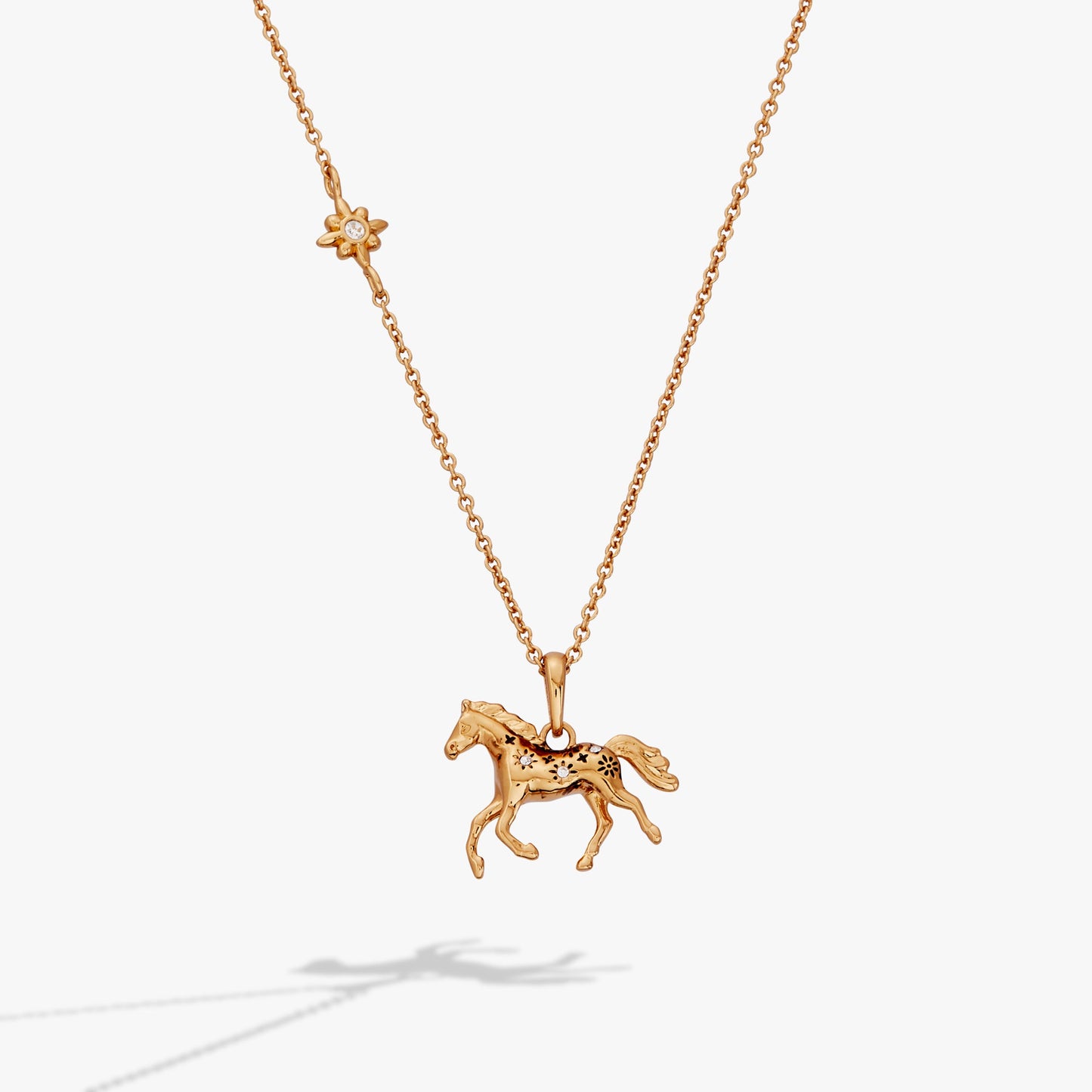 Horse Pendant Necklace with Crystal Details Equestrian Gift Under Fifty