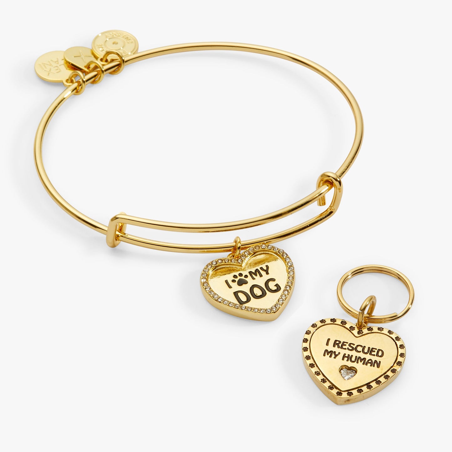 I Love My Dog Bangle + Pet Collar Charm Set of 2 Sparkle Gift Gift Gif