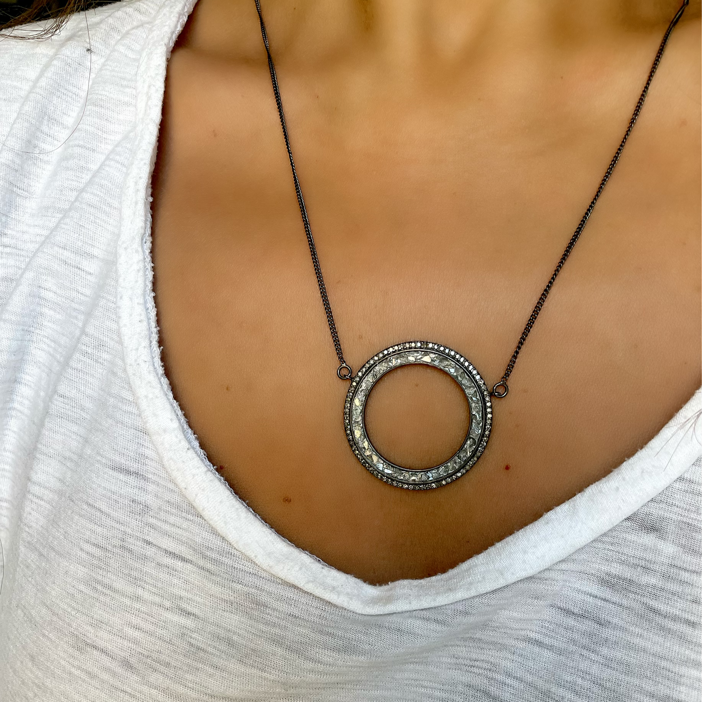 Renee Oxidized Silver Pendant Necklace