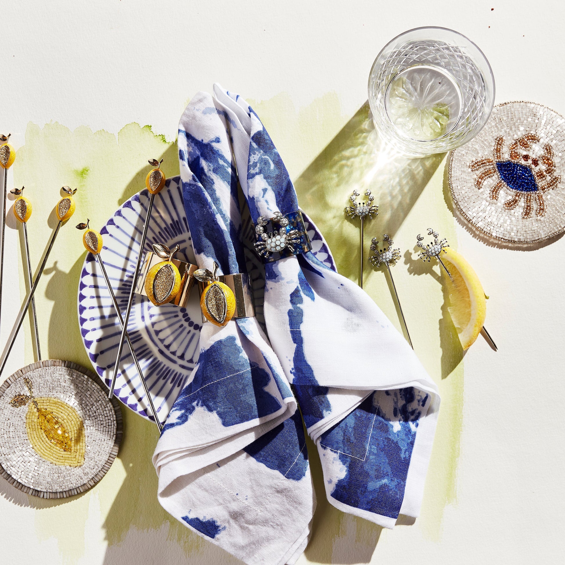 lemon coaster with citrus drink